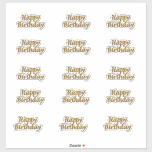 Happy birthday gold balloon style text modern sticker