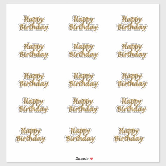 Happy birthday gold balloon style text modern sticker (Sheet)