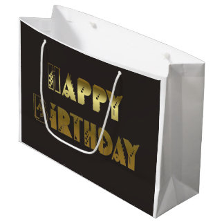 Happy Birthday Gold Celebration Large Gift Bag