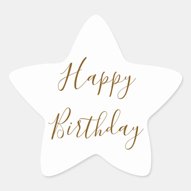 Happy Birthday Gold Custom Color Text White Star Sticker (Front)