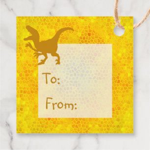 Happy Birthday Gold Dinosaur Hide  Favor Tags