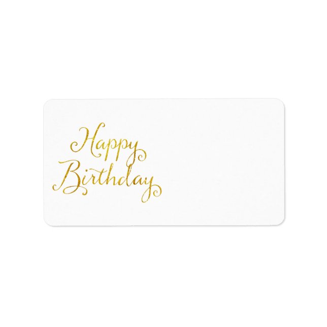 Happy Birthday Gold Faux Glitter Metallic Sequins Label (Front)