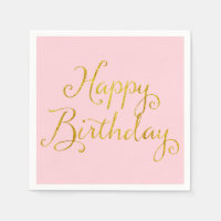 Happy Birthday Gold Faux Glitter Metallic Sequins
