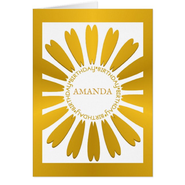 Happy Birthday Gold Flower Design Cards (Front)