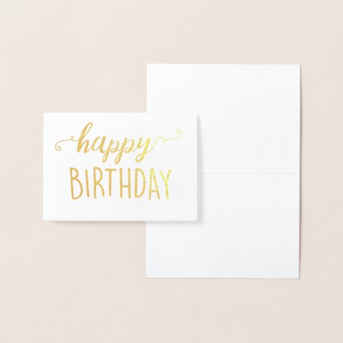 Happy Birthday Gold Foil Blank Modern Chic Simple Foil Card