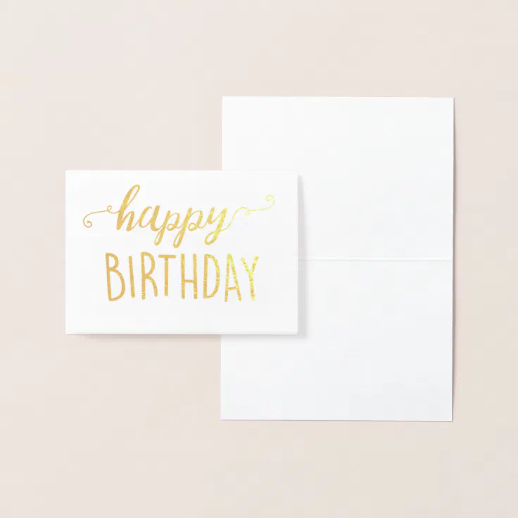 Happy Birthday Gold Foil Blank Modern Chic Simple Foil Card | Zazzle