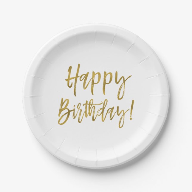 Happy Birthday Gold Foil Paper Plates (Front)