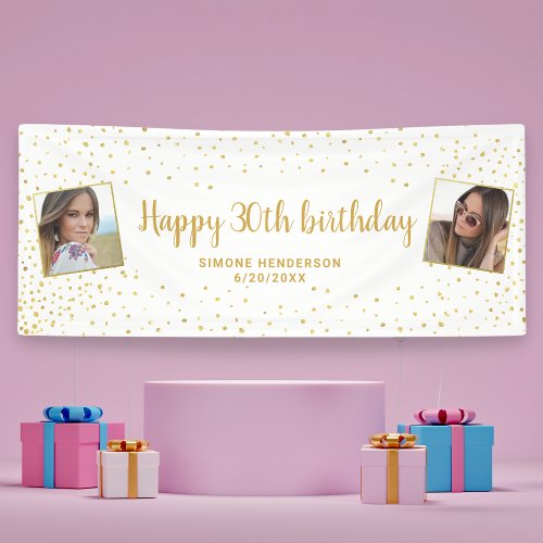 Happy Birthday Gold Glitter 2 Photos Any Age Banne Banner