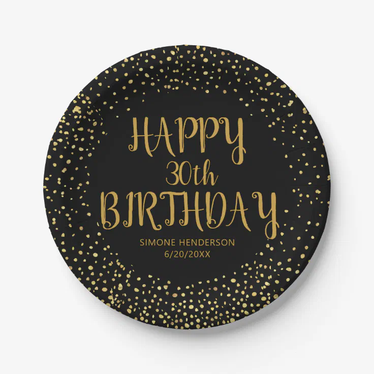 Paper Plates BLING Party Decorations and Tableware for 21st Birthday in BLACK & SILVER Glitz 