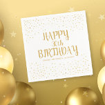 Happy Birthday Gold Glitter Any Year Custom Napkins<br><div class="desc">Celebrate a big birthday with these fun paper napkins featuring the birthday person's year,  name and birthdate,  all set against a white background accented with faux gold glitter confetti sparkles.  Fun and festive perfect for any birthday celebration.</div>