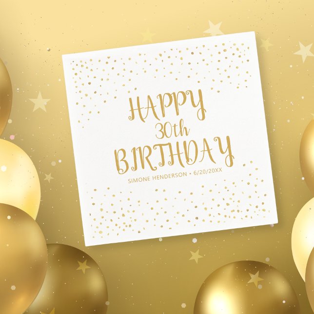 Happy Birthday Gold Glitter Any Year Custom Napkins (Creator Uploaded)