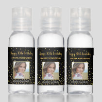 Happy Birthday Gold Glitter Custom Photo Any Year Hand Sanitizer