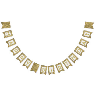 ☆HAPPY BIRTHDAY☆ Gold Glitter Look Bunting Flags