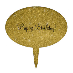 Happy birthday gold glitter stars cake topper