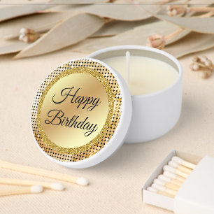 happy birthday gold glitters retro disco stylish mini candle favors