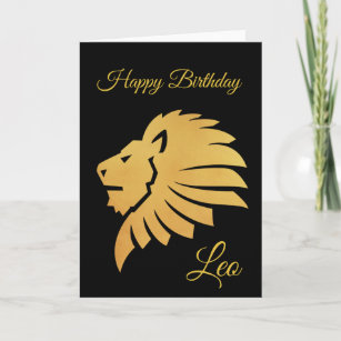 Happy Birthday Gold  Leo Zodiac Horoscope Black Card