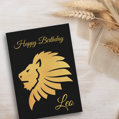 Happy Birthday Gold  Leo Zodiac Horoscope Black Card