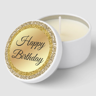 happy birthday,gold luxury metallic stylish mini candle favors