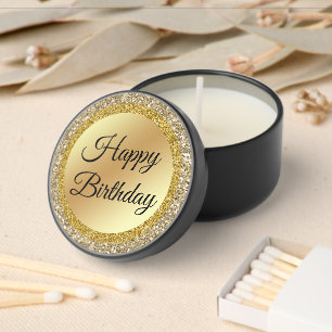 happy birthday,gold luxury metallic stylish mini candle favors