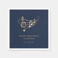 Happy Birthday Gold Music Notes Elegant