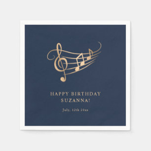 Happy Birthday Gold Music Notes Elegant Napkins