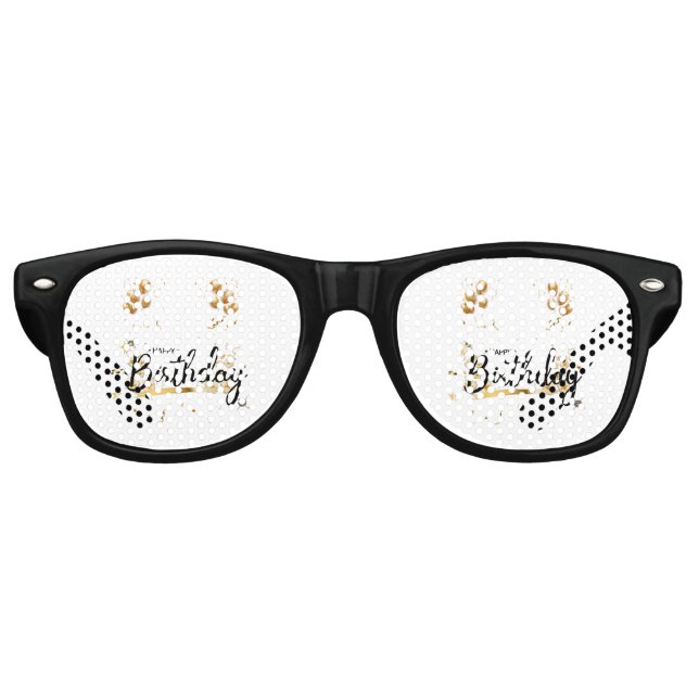 Happy Birthday Gold Party Retro Sunglasses (Front)