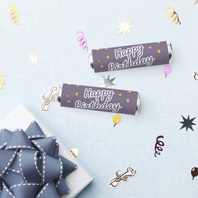 Happy Birthday Gold Stars on Blue  Breath Savers® Mints (Party)