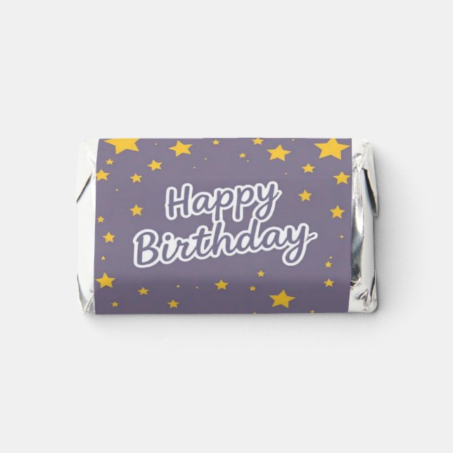 Happy Birthday Gold Stars on Blue  Hershey's Miniatures (Front)
