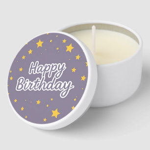 Happy Birthday Gold Stars on Blue Mini Candle Favors