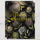 HAPPY BIRTHDAY Gold tones Paper Sheet (Front/Back)