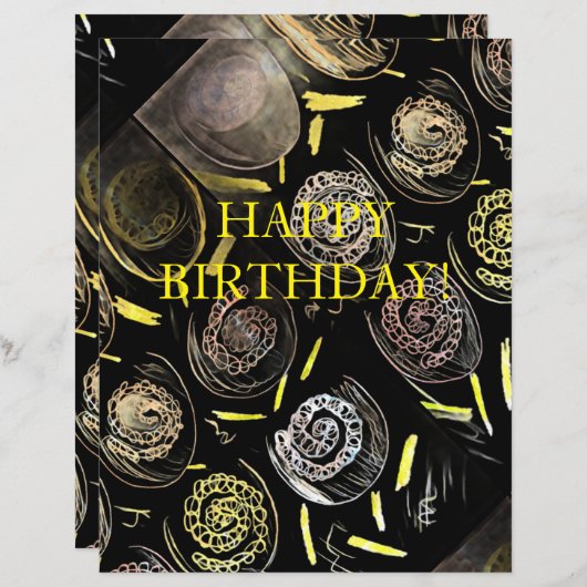 HAPPY BIRTHDAY Gold tones Paper Sheet (Front/Back)