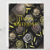HAPPY BIRTHDAY Gold tones Paper Sheet (Front)