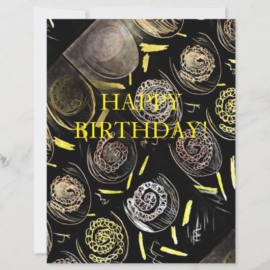 HAPPY BIRTHDAY Gold tones Paper Sheet (Front)