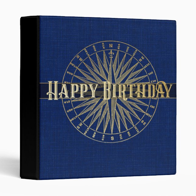 Happy Birthday Golden Compass 1" Photo Album Binder (Front/Spine)