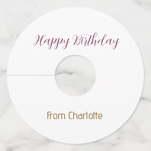 happy birthday golden pink from name simple modern wine glass tag