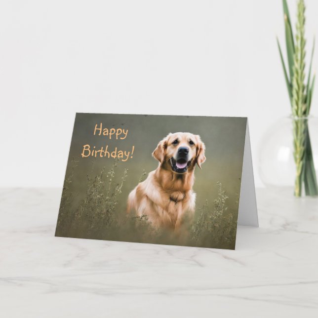 Happy Birthday Golden Retriever Card (Front)