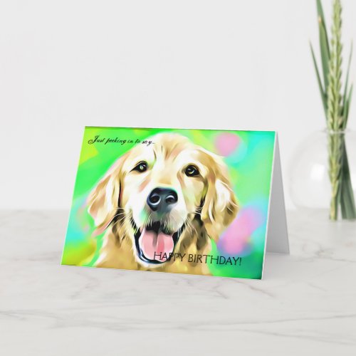 Happy birthday Golden Retriever Digital art Card