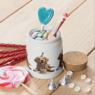 Happy Birthday Golden Retriever Dog Candy Jar