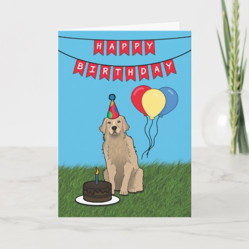 Happy Birthday Golden Retriever Dog Card