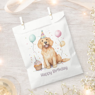Happy Birthday Golden Retriever Dog Favor Bag