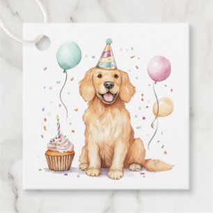 Happy Birthday Golden Retriever Dog Favor Tags
