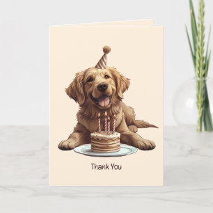 Happy Birthday Golden Retriever Dog Letterpress Thank You Card