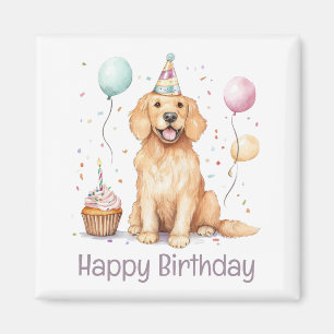 Happy Birthday Golden Retriever Dog Magnet