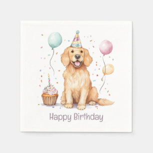 Happy Birthday Golden Retriever Dog Napkins