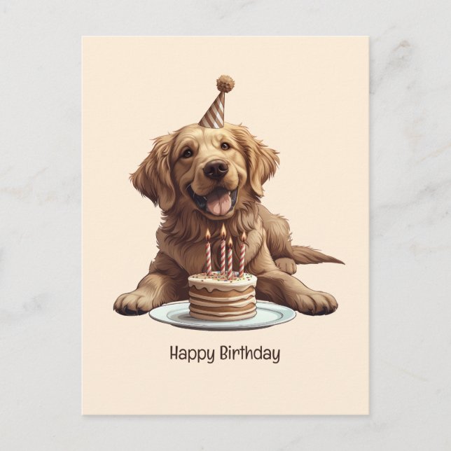 Happy Birthday Golden Retriever Dog Postcard (Front)