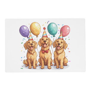 Happy Birthday Golden Retriever Dogs Placemat