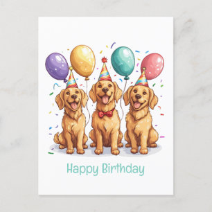 Happy Birthday Golden Retriever Dogs Postcard