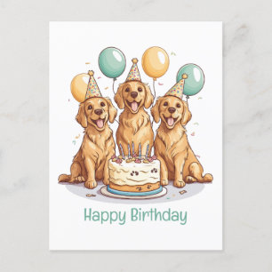 Happy Birthday Golden Retriever Dogs Postcard