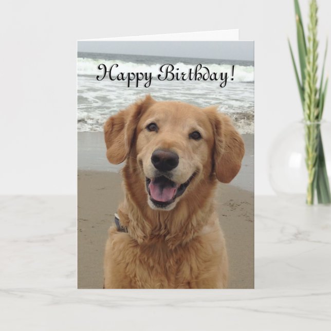 Happy Birthday Golden Retriever Holiday Card (Front)