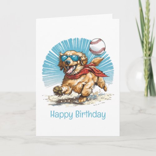 Happy Birthday Golden Retriever Playing Baseball